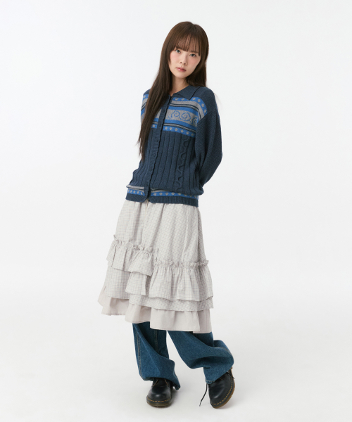 OHESHIO（オヘシオ）の「スネイルグラフィックニットカーディガン（ネイビー）（カーディガン/ボレロ・レディース・その他・FREE）」の8枚目の写真