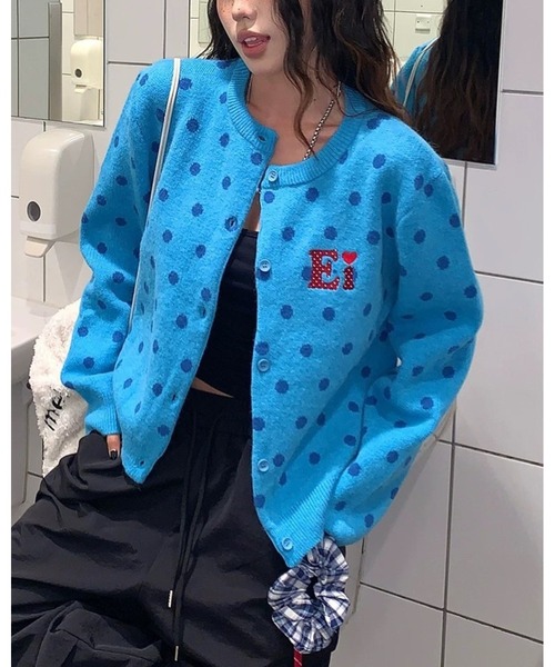 inst.ALL(インストール)の「ワンポイント刺繍ドットニットカーディガン(カーディガン/ボレロ・レディース・レッド/ピンク/ブルー/アイボリー・M)」の5枚目の写真