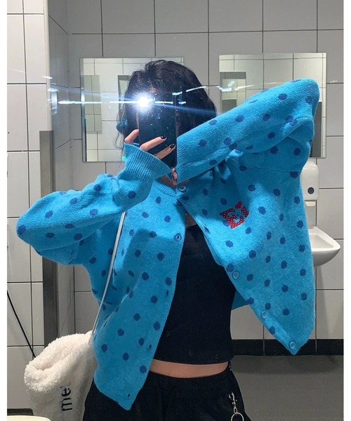 inst.ALL(インストール)の「ワンポイント刺繍ドットニットカーディガン(カーディガン/ボレロ・レディース・レッド/ピンク/ブルー/アイボリー・M)」の8枚目の写真