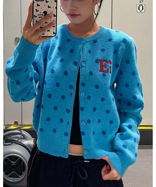 inst.ALL(インストール)の「ワンポイント刺繍ドットニットカーディガン(カーディガン/ボレロ・レディース・レッド/ピンク/ブルー/アイボリー・M)」の9枚目の写真
