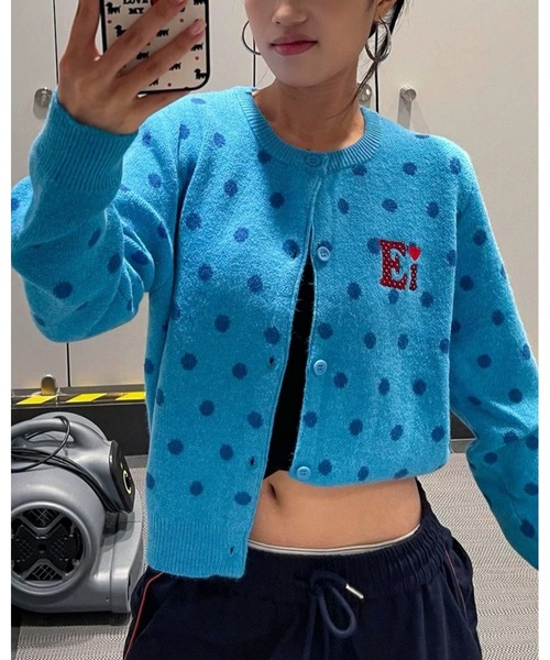 inst.ALL(インストール)の「ワンポイント刺繍ドットニットカーディガン(カーディガン/ボレロ・レディース・レッド/ピンク/ブルー/アイボリー・M)」の10枚目の写真