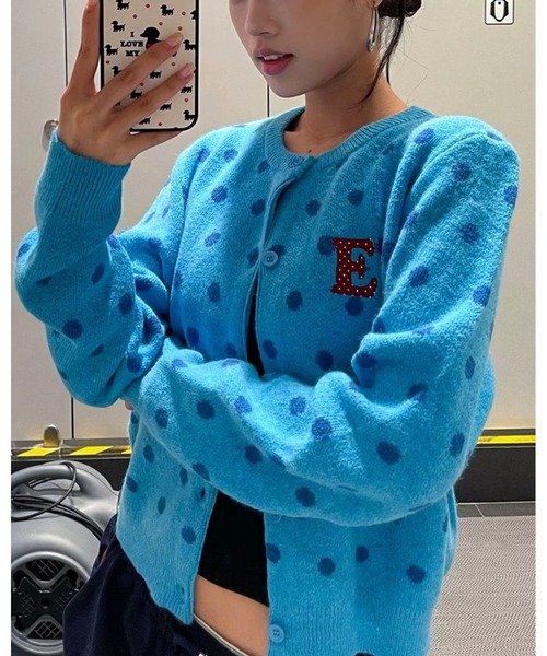 inst.ALL(インストール)の「ワンポイント刺繍ドットニットカーディガン(カーディガン/ボレロ・レディース・レッド/ピンク/ブルー/アイボリー・M)」の11枚目の写真