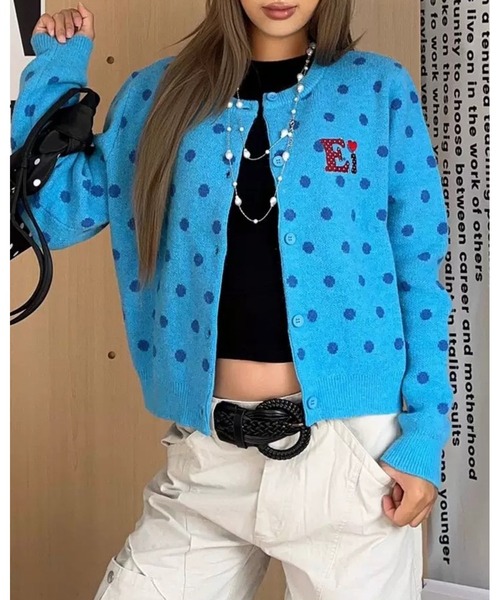 inst.ALL(インストール)の「ワンポイント刺繍ドットニットカーディガン(カーディガン/ボレロ・レディース・レッド/ピンク/ブルー/アイボリー・M)」の12枚目の写真