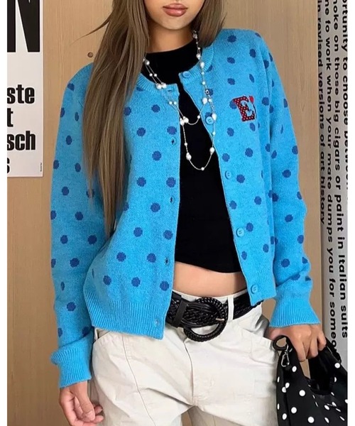 inst.ALL(インストール)の「ワンポイント刺繍ドットニットカーディガン(カーディガン/ボレロ・レディース・レッド/ピンク/ブルー/アイボリー・M)」の13枚目の写真