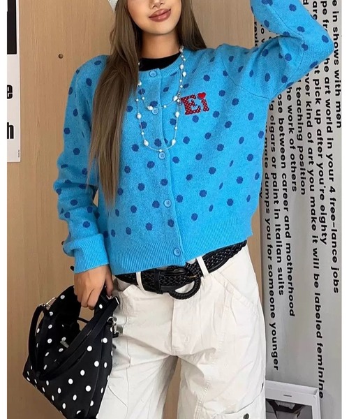 inst.ALL(インストール)の「ワンポイント刺繍ドットニットカーディガン(カーディガン/ボレロ・レディース・レッド/ピンク/ブルー/アイボリー・M)」の15枚目の写真