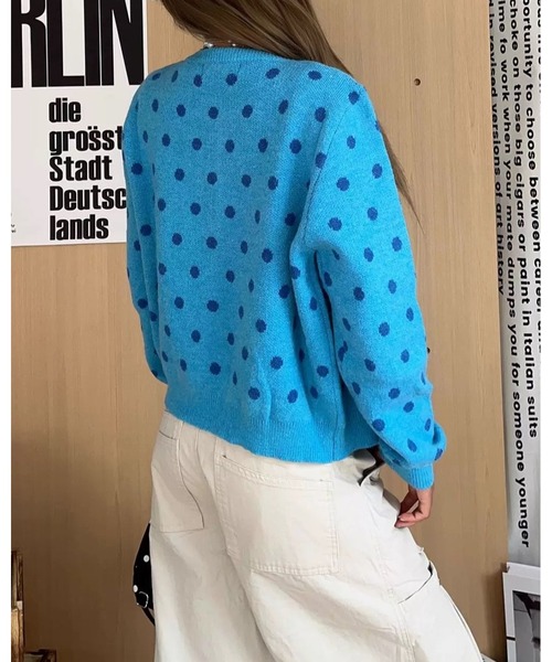 inst.ALL(インストール)の「ワンポイント刺繍ドットニットカーディガン(カーディガン/ボレロ・レディース・レッド/ピンク/ブルー/アイボリー・M)」の16枚目の写真