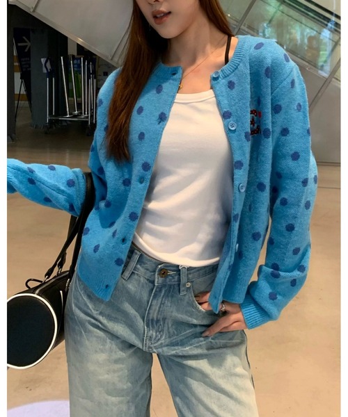 inst.ALL(インストール)の「ワンポイント刺繍ドットニットカーディガン(カーディガン/ボレロ・レディース・レッド/ピンク/ブルー/アイボリー・M)」の17枚目の写真