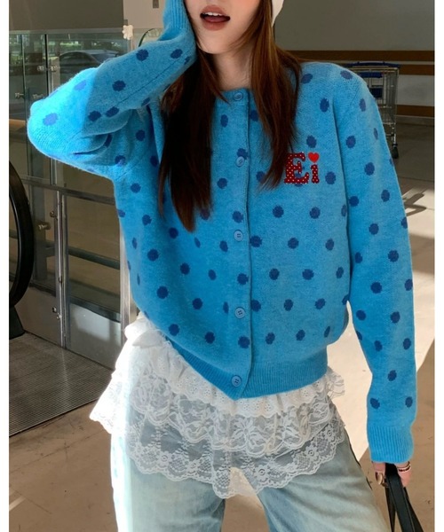 inst.ALL(インストール)の「ワンポイント刺繍ドットニットカーディガン(カーディガン/ボレロ・レディース・レッド/ピンク/ブルー/アイボリー・M)」の20枚目の写真