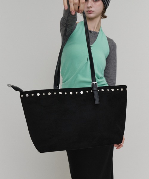 Rohwel(ローウェル)の「Studded Suede Bag / スタッズスエードバッグ(トートバッグ・レディース・ブラック/ブラウン・FREE)」の14枚目の写真