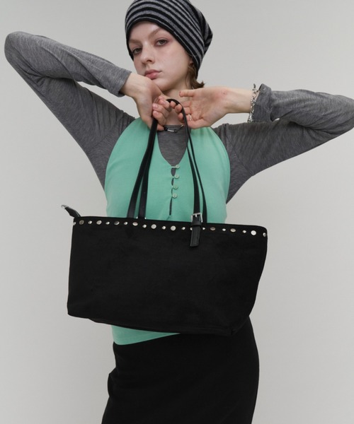 Rohwel(ローウェル)の「Studded Suede Bag / スタッズスエードバッグ(トートバッグ・レディース・ブラック/ブラウン・FREE)」の15枚目の写真