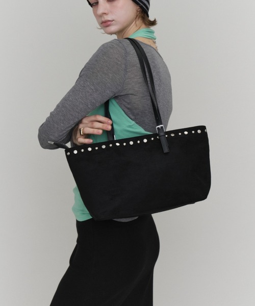 Rohwel(ローウェル)の「Studded Suede Bag / スタッズスエードバッグ(トートバッグ・レディース・ブラック/ブラウン・FREE)」の16枚目の写真