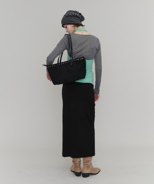 Rohwel(ローウェル)の「Studded Suede Bag / スタッズスエードバッグ(トートバッグ・レディース・ブラック/ブラウン・FREE)」の19枚目の写真