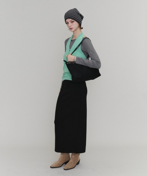 Rohwel(ローウェル)の「Studded Suede Bag / スタッズスエードバッグ(トートバッグ・レディース・ブラック/ブラウン・FREE)」の17枚目の写真