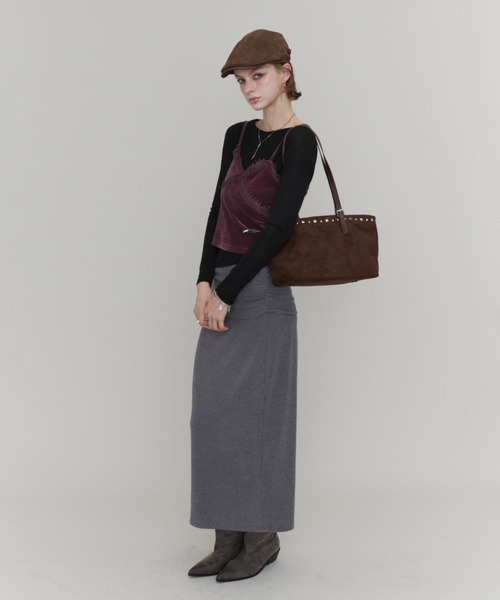 Rohwel(ローウェル)の「Studded Suede Bag / スタッズスエードバッグ(トートバッグ・レディース・ブラック/ブラウン・FREE)」の9枚目の写真