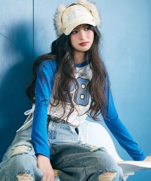 ANAP GiRL（アナップガール）の「ナンバリングワッペンラグランロンＴ（Tシャツ/カットソー）」