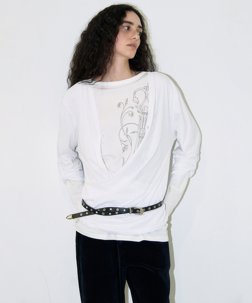 MILLO WOMEN（ミロウーマン）の「ボタンラップTシャツ[ホワイト]（Tシャツ/カットソー・レディース・その他・ONE SIZE）」の3枚目の写真