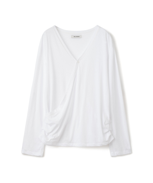 MILLO WOMEN（ミロウーマン）の「ボタンラップTシャツ[ホワイト]（Tシャツ/カットソー・レディース・その他・ONE SIZE）」の4枚目の写真