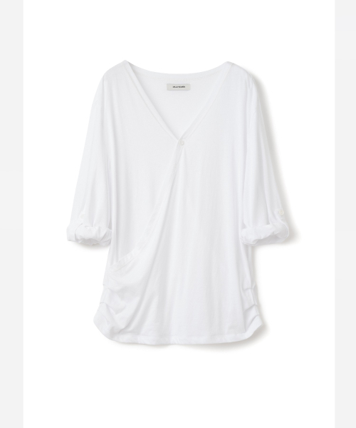 MILLO WOMEN（ミロウーマン）の「ボタンラップTシャツ[ホワイト]（Tシャツ/カットソー・レディース・その他・ONE SIZE）」の6枚目の写真