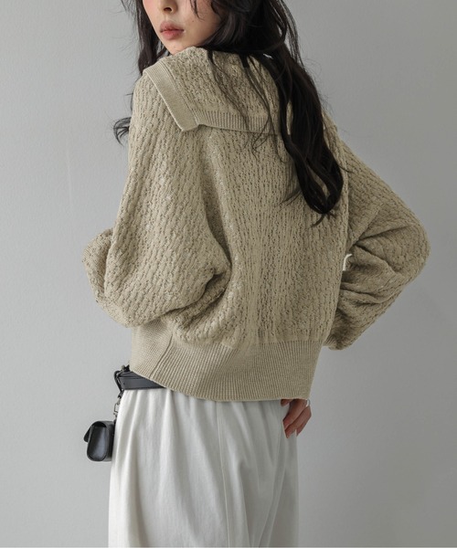 AMELY(エミリー)の「セーラーカラーカーディガン/コンパクト丈/羽織り/抜け感(カーディガン/ボレロ・レディース・グレー/アイボリー/ブラック/ベージュ・フリー)」の20枚目の写真