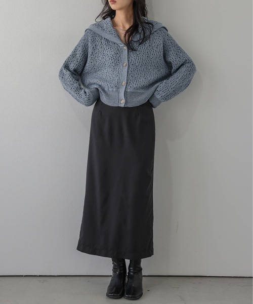 AMELY(エミリー)の「セーラーカラーカーディガン/コンパクト丈/羽織り/抜け感(カーディガン/ボレロ・レディース・グレー/アイボリー/ブラック/ベージュ・フリー)」の13枚目の写真
