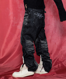 GP192 ジャックフラップ ドミンゴ ウォッシュ フレアデニムパンツ (BLACK)