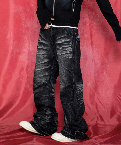 GLACK(グラック)の「GP192 ジャックフラップ ドミンゴ ウォッシュ フレアデニムパンツ (BLACK)(デニムパンツ・レディース・その他・LARGE/SMALL/MEDIUM)」の5枚目の写真