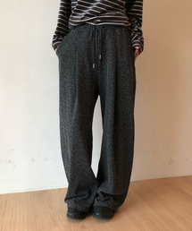 ワイドベルト付きスウェットパンツ（レオパードチャコール）