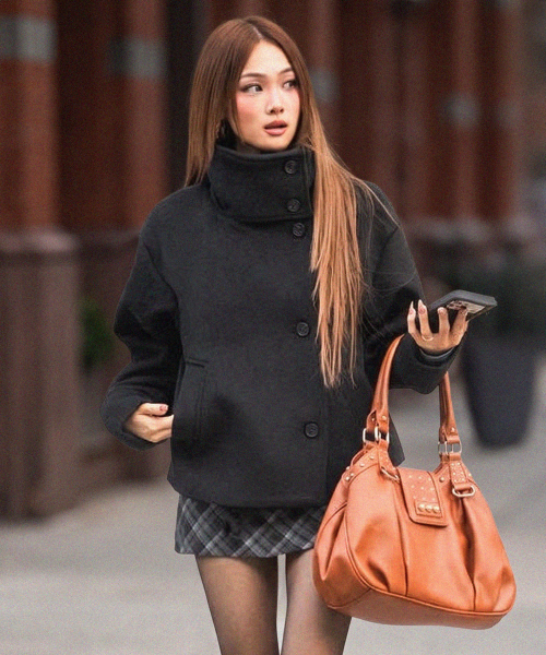 DIMANCHE(ディマンシュ)の「Double Breasted Short Coat (black)(チェスターコート・レディース・その他・FREE)」の2枚目の写真