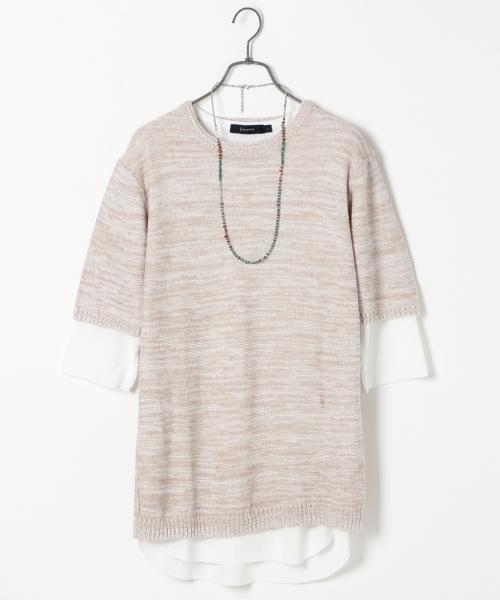 RAGEBLUE（レイジブルー）の「リネン混ニットクルー半袖/721390（ニット/セーター・メンズ・ホワイト/ベージュ/ライトブルー/ブラック/ベージュ系その他・MEDIUM/LARGE）」の3枚目の写真