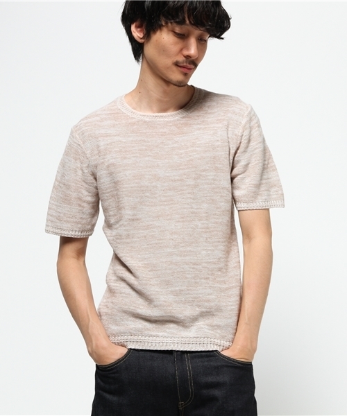 RAGEBLUE（レイジブルー）の「リネン混ニットクルー半袖/721390（ニット/セーター・メンズ・ホワイト/ベージュ/ライトブルー/ブラック/ベージュ系その他・MEDIUM/LARGE）」の6枚目の写真