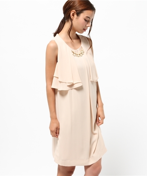 Bou Jeloud ブージュルード の ネックレス付ラッフルワンピース 結婚式 ドレス ドレス Wear