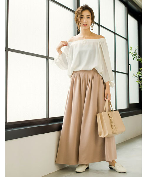 Re:EDIT（リエディ）の「フレアシルエットソフトツイルスカンツ/ワイドパンツ[2016秋新作][2016AW展示会][Re:EDIT/リエディ]（その他パンツ・レディース・モカ/ネイビー/ブラック/ピンクベージュ/ブラウン/グレー・MEDIUM/SMALL/LARGE）」の6枚目の写真