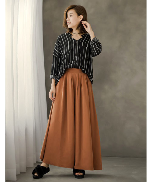 Re:EDIT（リエディ）の「フレアシルエットソフトツイルスカンツ/ワイドパンツ[2016秋新作][2016AW展示会][Re:EDIT/リエディ]（その他パンツ・レディース・モカ/ネイビー/ブラック/ピンクベージュ/ブラウン/グレー・MEDIUM/SMALL/LARGE）」の19枚目の写真