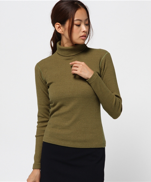 BEN DAVIS MARKET STREET(ベンデイビスマーケットストリート)の「BEN DAVIS MARKET STREET TURTLE NECK -made in japan-(Tシャツ/カットソー・レディース・カーキ/ナチュラル/ネイビー・1/2)」の12枚目の写真