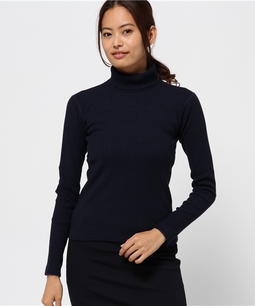 BEN DAVIS MARKET STREET(ベンデイビスマーケットストリート)の「BEN DAVIS MARKET STREET TURTLE NECK -made in japan-(Tシャツ/カットソー・レディース・カーキ/ナチュラル/ネイビー・1/2)」の13枚目の写真