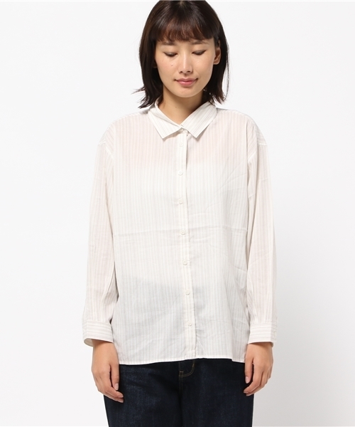 SEVENDAYS=SUNDAY（セブンデイズサンデイ）の「・ストライプ 2WAY長袖オーバーシャツ（シャツ/ブラウス・レディース・ベージュ/オフホワイト/チャコールグレー・M/L）」の7枚目の写真