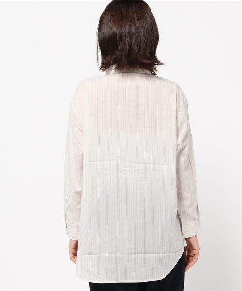 SEVENDAYS=SUNDAY（セブンデイズサンデイ）の「・ストライプ 2WAY長袖オーバーシャツ（シャツ/ブラウス・レディース・ベージュ/オフホワイト/チャコールグレー・M/L）」の9枚目の写真