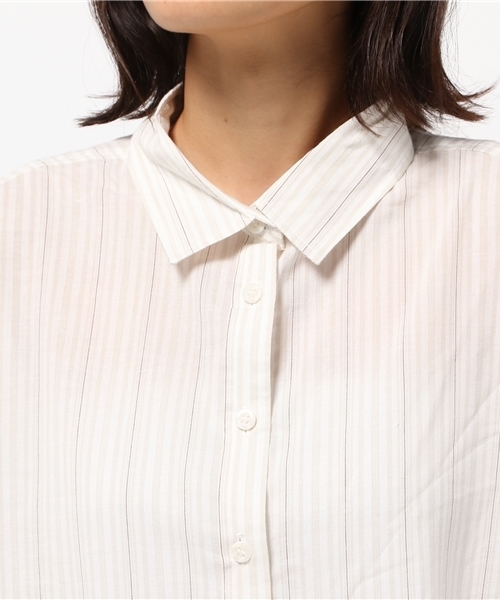 SEVENDAYS=SUNDAY（セブンデイズサンデイ）の「・ストライプ 2WAY長袖オーバーシャツ（シャツ/ブラウス・レディース・ベージュ/オフホワイト/チャコールグレー・M/L）」の10枚目の写真