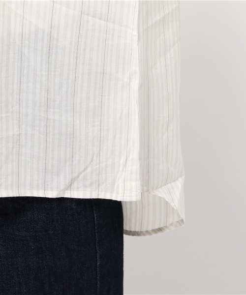SEVENDAYS=SUNDAY（セブンデイズサンデイ）の「・ストライプ 2WAY長袖オーバーシャツ（シャツ/ブラウス・レディース・ベージュ/オフホワイト/チャコールグレー・M/L）」の4枚目の写真