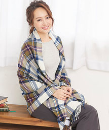 KOBE LETTUCE | プラスワンでコーデをアップデート★全7color！チェック柄大判フリンジストール/レディース/マフラー[J413](ストール/ショール)