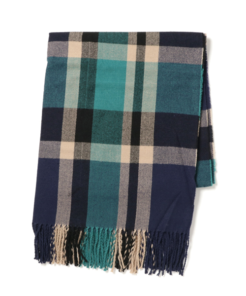 KOBE LETTUCE（コウベレタス）の「チェック柄大判フリンジストール（ストール/ショール・レディース・ホワイト×ブラック/グリーン×オレンジ/ブラウン/グリーン/ホワイト×ネイビー/ネイビー/ボルドー/ホワイト×グリーン/レッド系その他・FREE）」の13枚目の写真