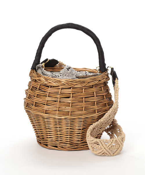 PAPILLONNER（パピヨネ）の「マクラメショルダー付きカゴバッグ（かごバッグ・レディース・ブラック系その他/ブルー系その他・FREE）」の10枚目の写真