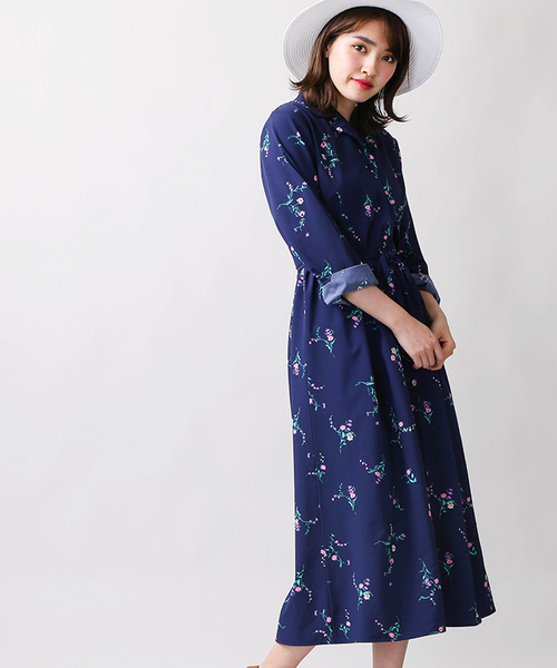 Wego ウィゴー の Wego フラワー開襟ワンピース シャツワンピース Wear