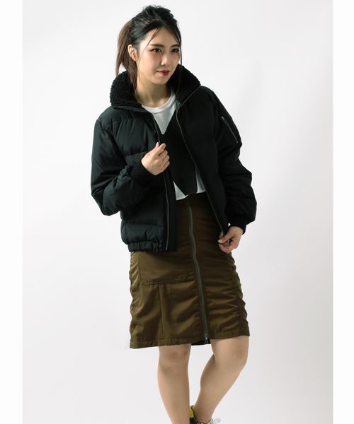 AVIREX(アヴィレックス)の「avirex/ アヴィレックス/ ZIPPERED KNEE LENGTH MA-1 SKIRT/ ジッパー ひざ丈 MA-1 スカート(スカート・レディース・ブラック/オリーブ・MEDIUM/SMALL)」の11枚目の写真
