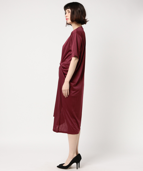 RIM.ARK（リムアーク）の「ソフトスムースアシンメトリーワンピース（ワンピース・レディース・ブラック/グレー/ホワイト/ワインレッド・1/2）」の6枚目の写真