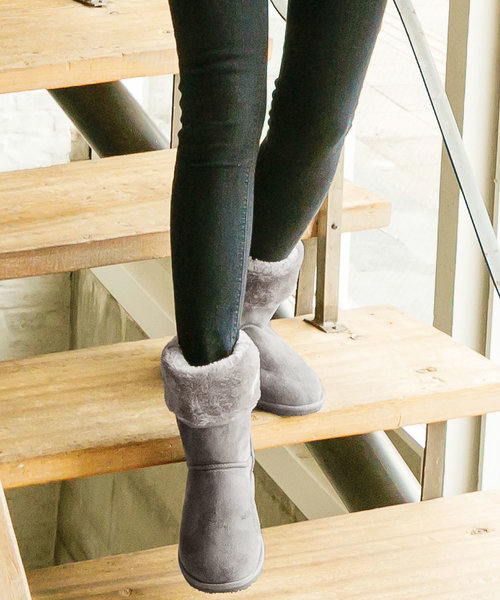 KOBE LETTUCE（コウベレタス）の「ベーシックミドル丈ムートンブーツ（ブーツ・レディース・ブラウン系その他/ベージュ/ブラック/チャコールグレー/ブラウン/キャメル/ブラック系その他/ブラック系その他2/ダークブラウン/ブラウン系その他2/チャコール/ブラック系/ブラック系その他3・M/S/L/LL）」の7枚目の写真