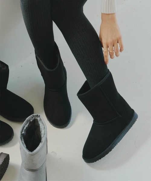 KOBE LETTUCE（コウベレタス）の「ベーシックミドル丈ムートンブーツ（ブーツ・レディース・ブラウン系その他/ベージュ/ブラック/チャコールグレー/ブラウン/キャメル/ブラック系その他/ブラック系その他2/ダークブラウン/ブラウン系その他2/チャコール/ブラック系/ブラック系その他3・M/S/L/LL）」の6枚目の写真