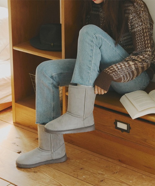 KOBE LETTUCE（コウベレタス）の「ベーシックミドル丈ムートンブーツ（ブーツ・レディース・ブラウン系その他/ベージュ/ブラック/チャコールグレー/ブラウン/キャメル/ブラック系その他/ブラック系その他2/ダークブラウン/ブラウン系その他2/チャコール/ブラック系/ブラック系その他3・M/S/L/LL）」の8枚目の写真