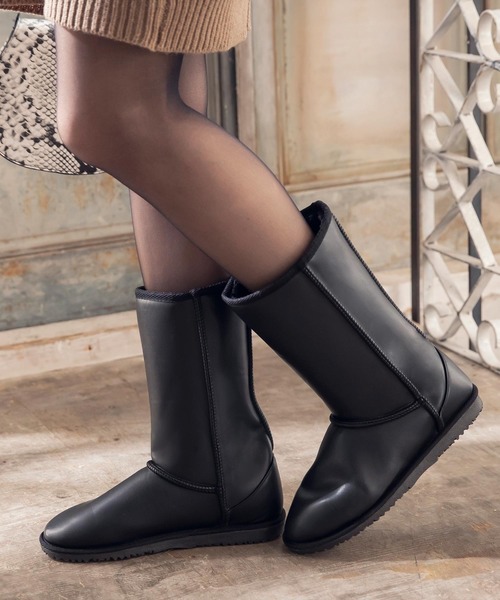 KOBE LETTUCE（コウベレタス）の「ベーシックミドル丈ムートンブーツ（ブーツ・レディース・ブラウン系その他/ベージュ/ブラック/チャコールグレー/ブラウン/キャメル/ブラック系その他/ブラック系その他2/ダークブラウン/ブラウン系その他2/チャコール/ブラック系/ブラック系その他3・M/S/L/LL）」の4枚目の写真