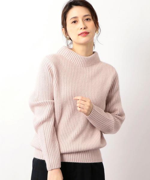 green label relaxing（グリーンレーベルリラクシング）の「RF ラメ ハイネック ニット ◆（ニット/セーター・レディース・オフホワイト/ネイビー/ライラック/ライトピンク・FREE）」の4枚目の写真